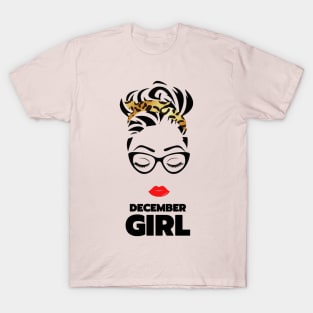 Womens December Girl Lady Face Birthday Gift T-Shirt